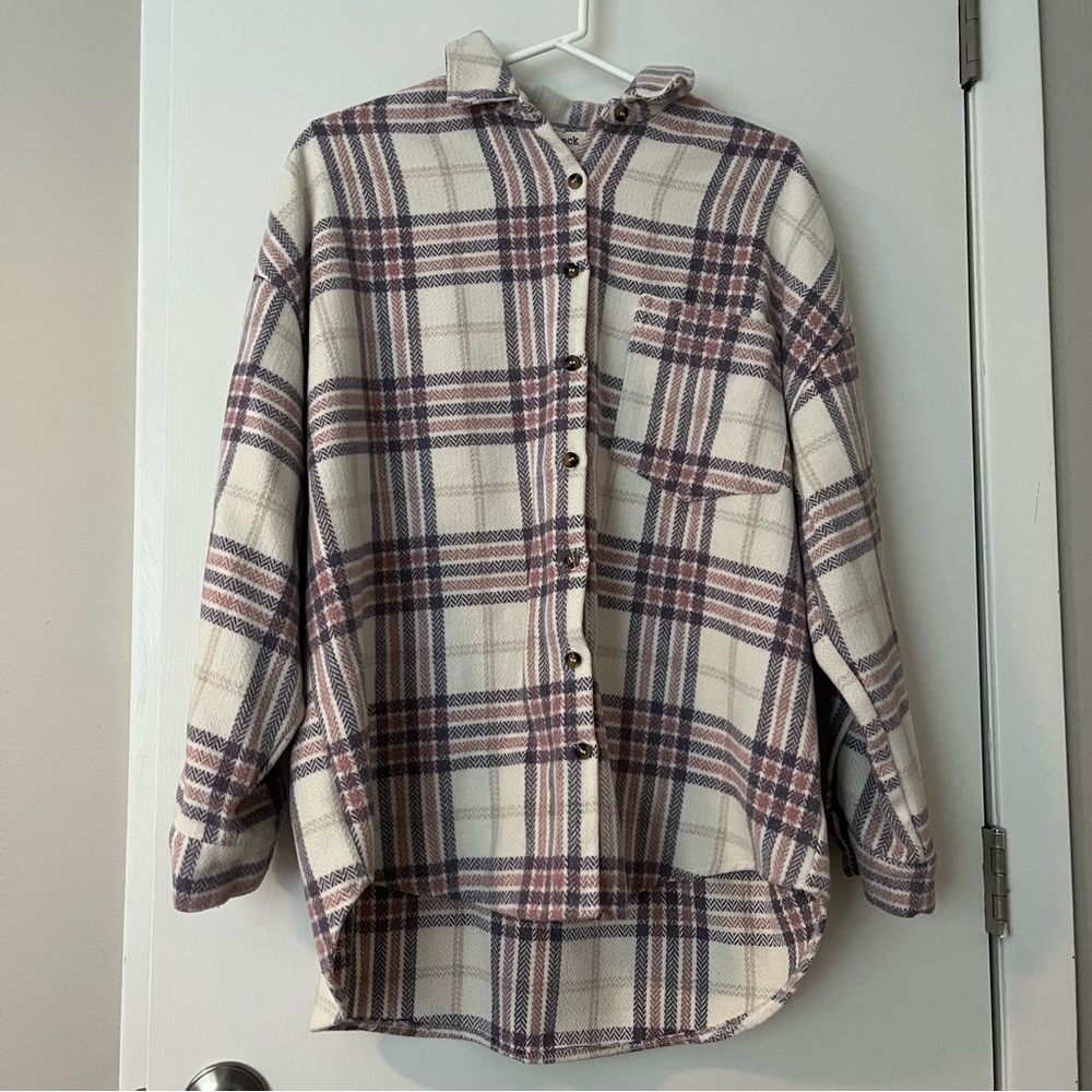 Style Rack Wool Blend Plaid Shacket - Picture 2 of 5